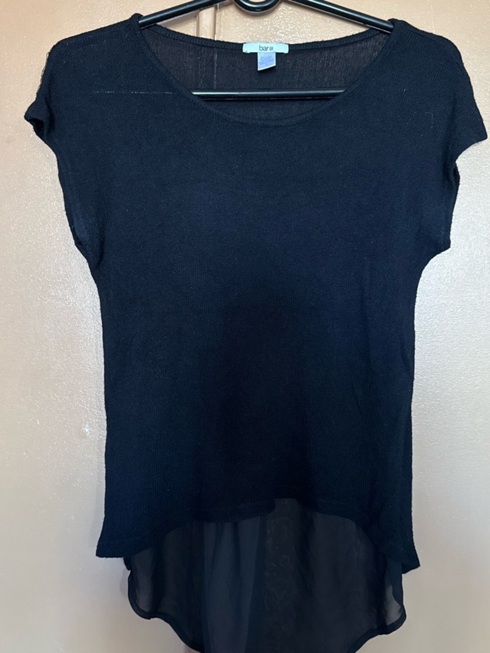 Bar III Black High-Low Short Sleeve Tunic